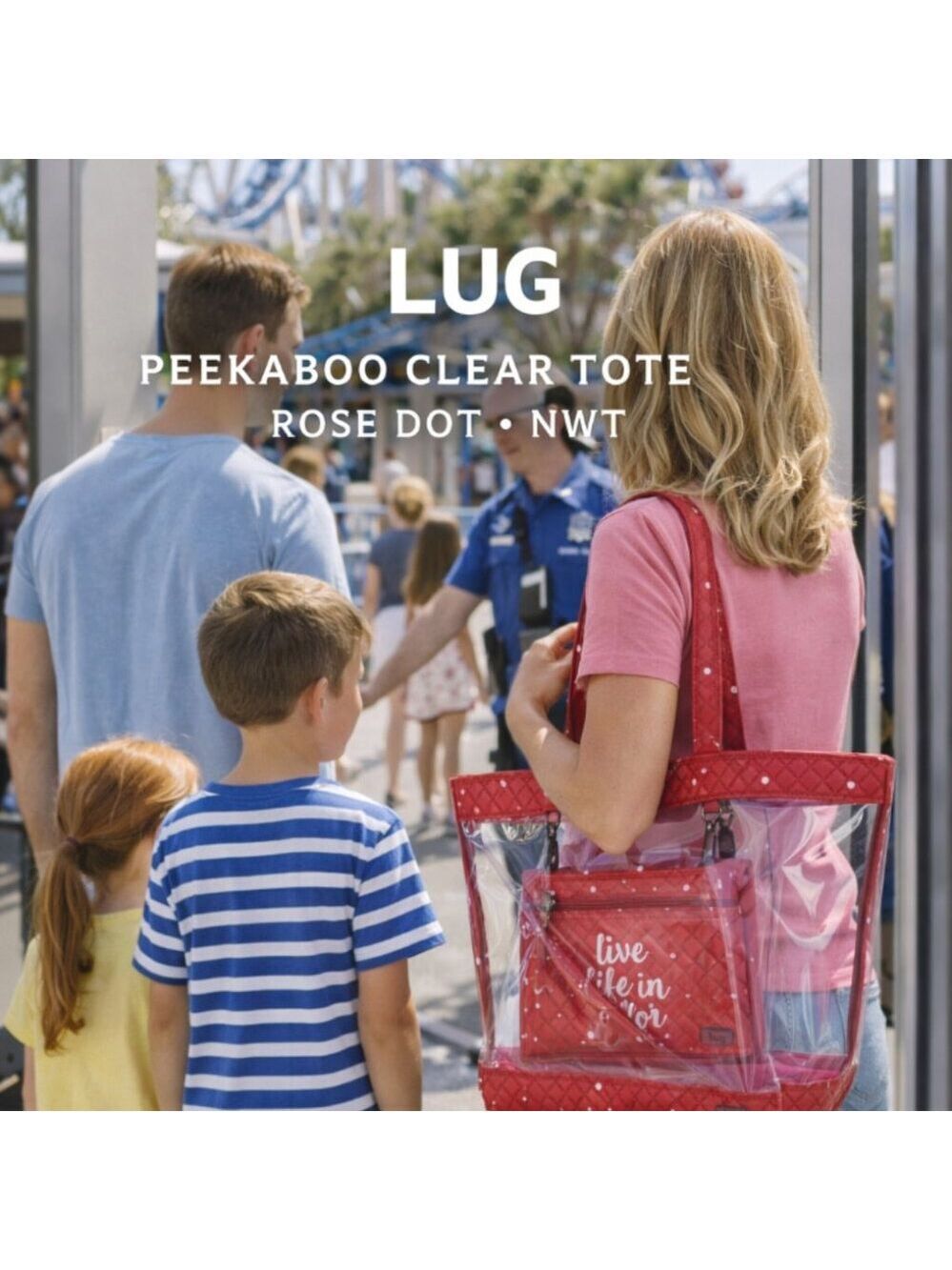 Lug Peekaboo Clear Tote Rose Dot NWT Stadium Approved w/ Removable Pouch | NEW